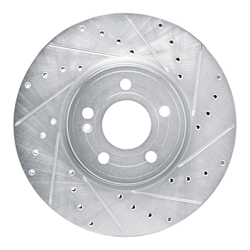 Mercedes-Benz A220 Brake Rotor (1) - Front Right - R1 Concepts - Drilled & Slotted - Silver - `19-`26